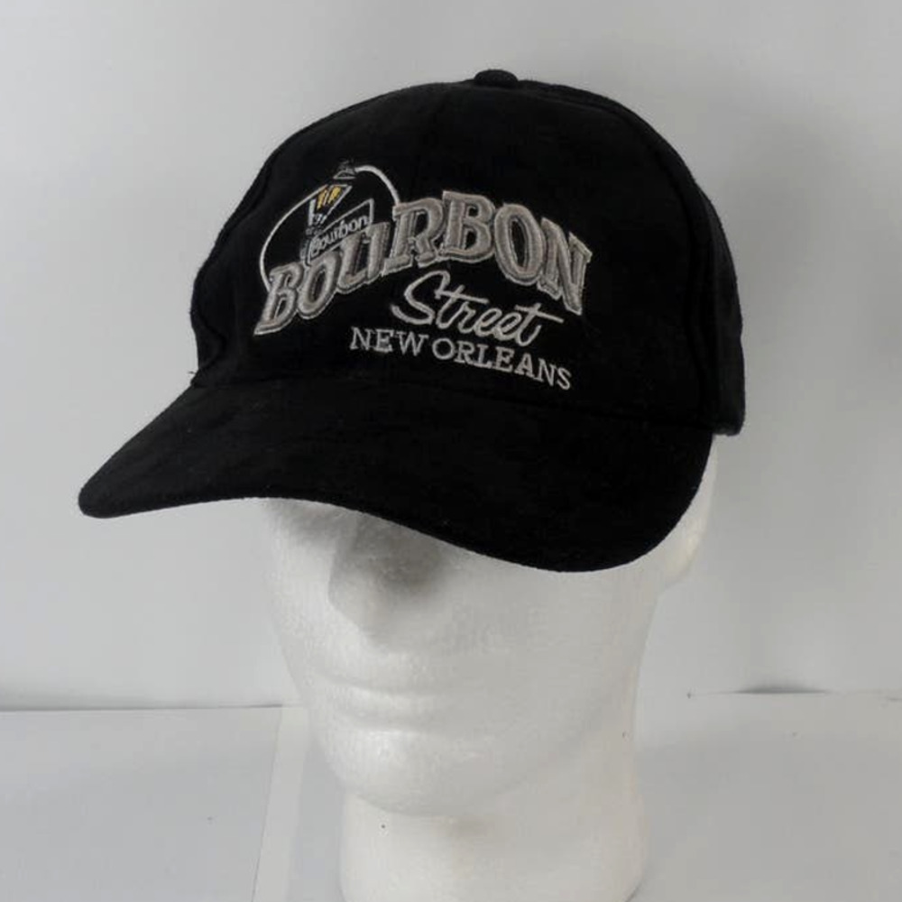 Bourbon Street New Orleans LA Mardi Gras Strapback Cap Hat Sun Products Black